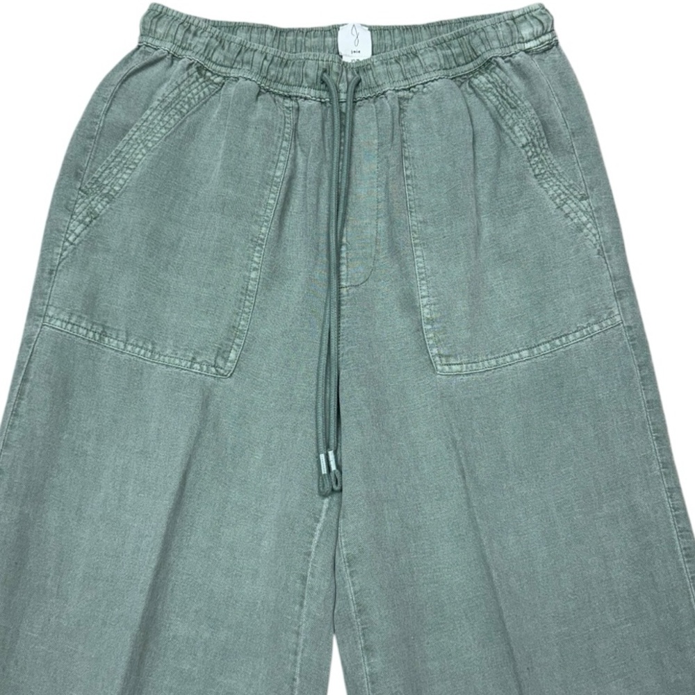 Joie Sage Green Linen Blend Wide Leg Crop Drastring Pants Medium Beach Casual - Picture 5 of 12